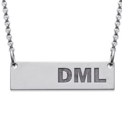 Bold Personalized Initials Sterling Silver Bar Necklace