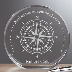 Personalized Compass Inspired Premium Crystal Award