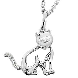 Sterling Silver Cat Pendant with Moving Tail Necklace