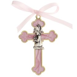 Girl's Pink Enameled Cross