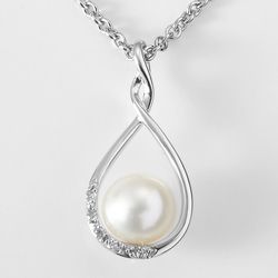 Personalized Infinite Pearl and Diamond Necklace
