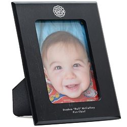Firefighter's Personalized Black Marble Photo Frame