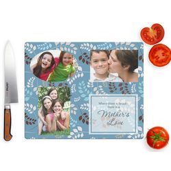 Mothers Love Photo Collage Glass Cutting Board