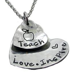 Teach Love Inspire Pewter Teacher Necklace