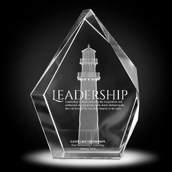 7" Engraved Leadership Lighthouse 3D Crystal Diamond Award
