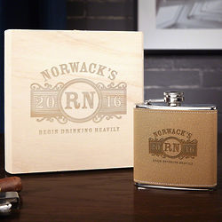 Marquee Flask Gift Set with Engraved Box
