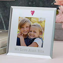 Personalized Glass Heart Mini 3" Picture Frame