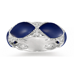 14k White Gold Diamond Marquise Lapis Stackable Ring