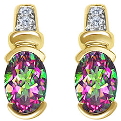 0.04cts Diamond and 1.62cts Mystic Green Topaz Earrings