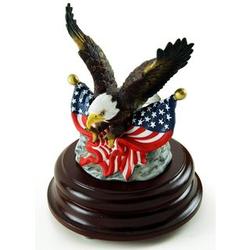 Patriotic American Bald Eagle with US Flags Musical Figurine