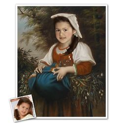 Girl With Meadow Flowers Custom Portrait Print From Photo