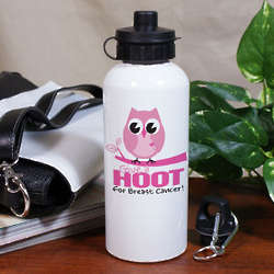 Give a Hoot Breast Cancer Awareness Water Bottle