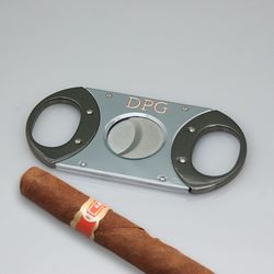 Engraved Silver and Gun Metal Cigar Cutter