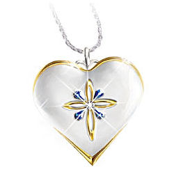 My Blessed Daughter Diamond and Sapphire Pendant Necklace
