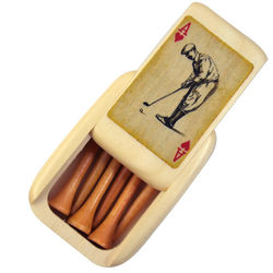 Male Golfer Playing Card Golf Tee Caddy Box