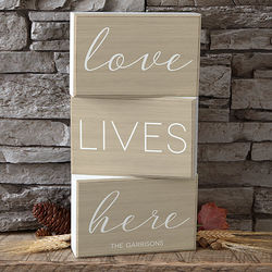 Love Lives Here Personalized 3-Piece Shelf Decor