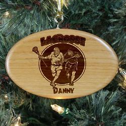 Engraved Lacrosse Wooden Oval Ornament