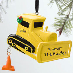 Bulldozer Personalized Christmas Ornament