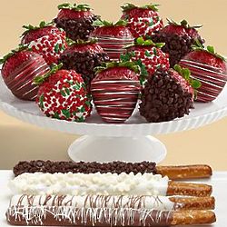 Caramel Pretzels and Chocolate Dipped Christmas Strawberries