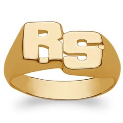 Women's Gold Over Sterling Block Two-Initial Ring