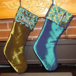 Turquoise and Green Elegance Personalized Christmas Stocking