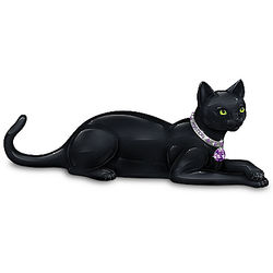 Mystical Mystery Black Cat Figurine with Swarovski Crystal