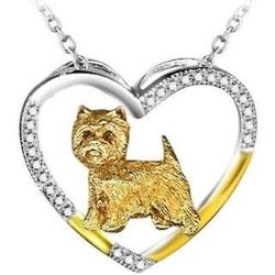Cairn Terrier Sterling Silver Heart Necklace