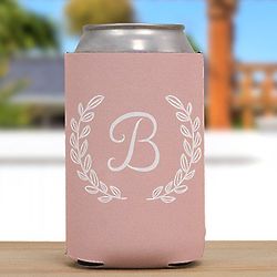 Personalized Single Initial Koozie with Laurel Wreath