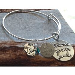 Personalized Welcome to Our Family Adjustable Wire Bangle
