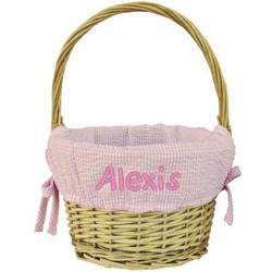 Medium Personalized Lined Easter Basket in Pink