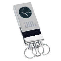 Brushed Silver Tone Clock Keychain
