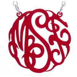 Red Acrylic Monogram Necklace