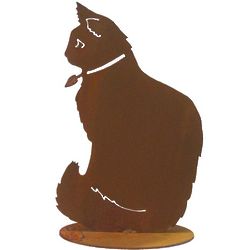 Handcrafted Metal Sitting Cat Sculpture