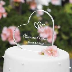 Personalized Acrylic Heart Cake Top