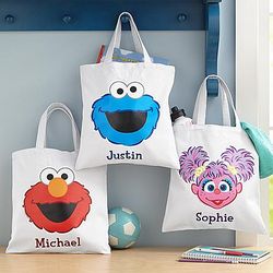 Personalized Big Face Sesame Street Tote Bag