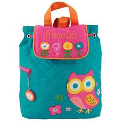 Girl's Quilted Owl Embroidered Backpack