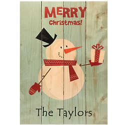 Personalized Retro Snowman Wood Sign