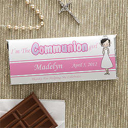 Personalized Girl First Communion Candy Bar Wrapper Favors