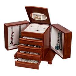Caprice Jewelry Box in Antique Walnut Finish