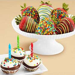 3 Birthday Cake Pops and Half Dozen Birthday Strawberries