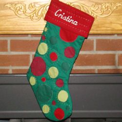 Holiday Dazzle Polka Dot Personalized Christmas Stocking