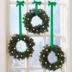 Set of 3 Lighted Mini Wreaths
