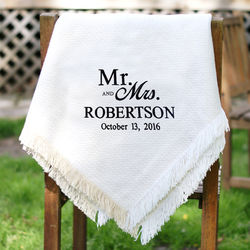 Personalized Mr. & Mrs. Embroidered Afghan