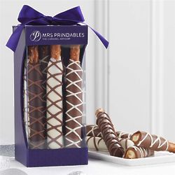 9 Chocolate and Caramel Dipped Pretzels Gift Box