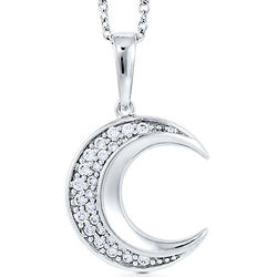 Crescent Moon Pendant in Sterling Silver and Cubic Zirconia