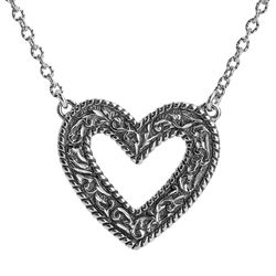 Sterling Diamond Cut Heart Necklace