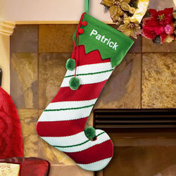 Personalized Candy Cane Wool Jester Christmas Stocking