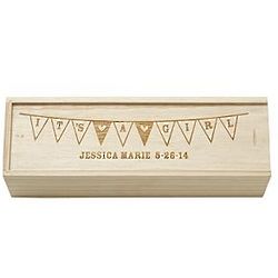 Personalized It's a Girl Wooden Wine Box