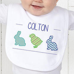 Personalized Hip Hop Bunny and Chick Easter Baby Bib
