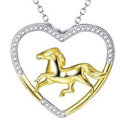 Horse Sterling Silver Heart Necklace